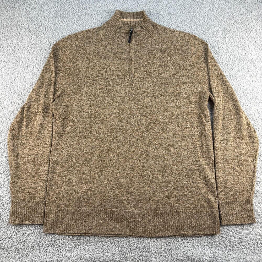 Smartwool Sparwood Half Zip Sweater Mens Large Brown Merino Wool SW016427